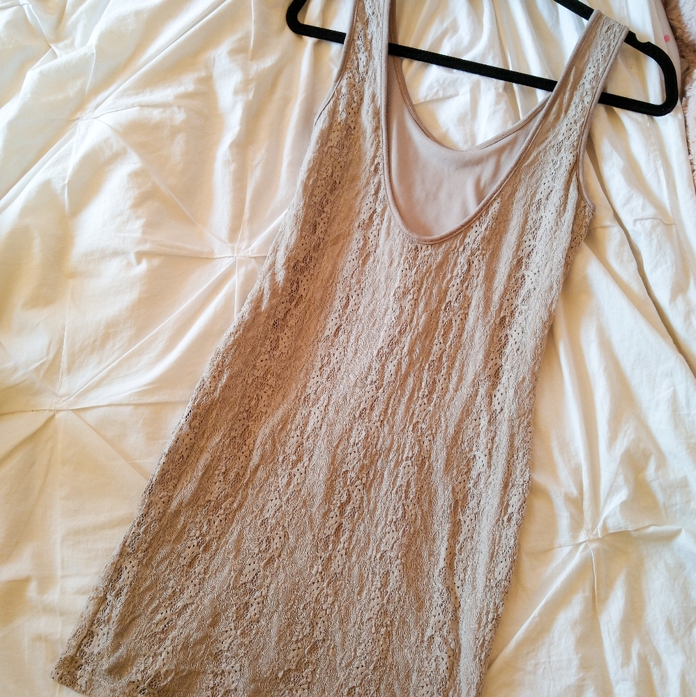 Lace Tan coloured mini dress